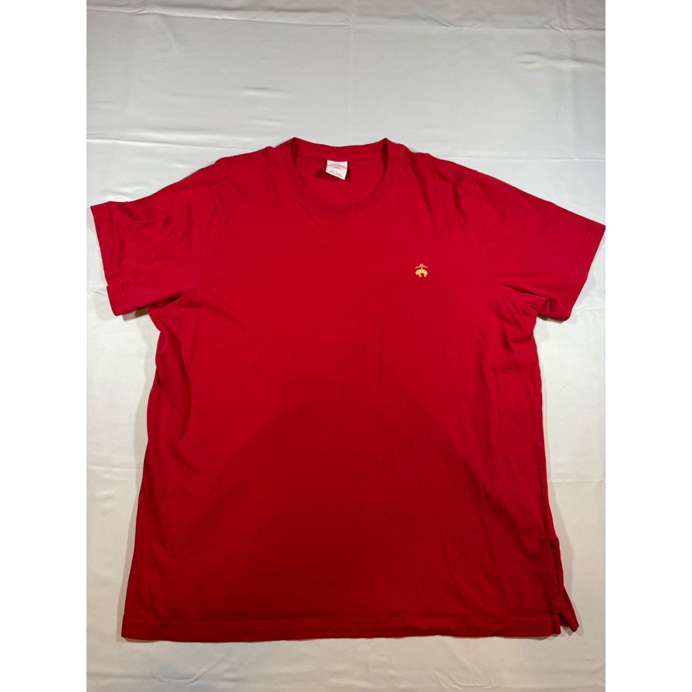 Brooks Brothers Mens Red Cotton Crew Neck T-Shirt Small Gold Logo 2XL